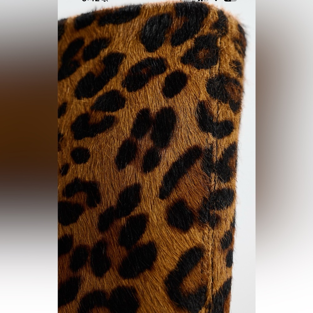 Leopard Knee-High ANIMAL PRINT HEELED 100% LEATHER BOOTS. 8/39. Wow - Picture 2 of 10
